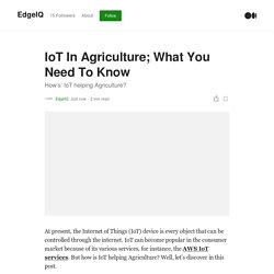 IoT In Agriculture; What You Need To Know