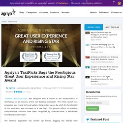 Agriya’s TaxiPickr Bags User Experience & Rising Star Award