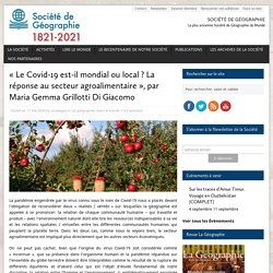 « Le Covid-19 est-il mondial ou local ? La réponse au secteur agroalimentaire », par Maria Gemma Grillotti Di Giacomo