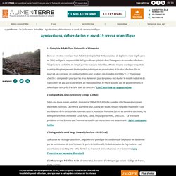 Agrobusiness, déforestation et covid-19 : revue scientifique