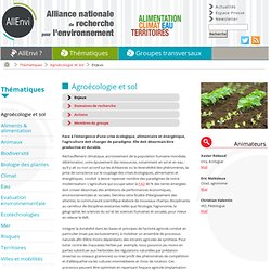 ALLIANCE NATIONALE DE RECHERCHE POUR L ENVIRONNEMENT - Agro-écologie et sol.
