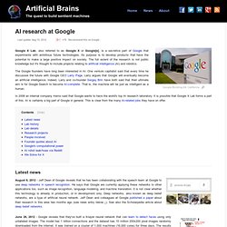 Google X Lab - Artificial intelligence and robotics