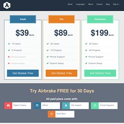 Try Airbrake FREE for 30 days when you sign up for a paid plan.