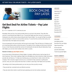 Get Best Deal For Airline Tickets – Pay Later Flights
