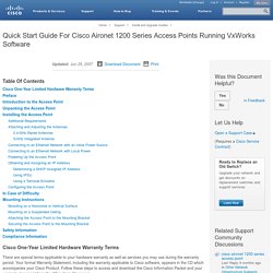 Quick Start Guide For Cisco Aironet 1200 Series Access Points Running VxWorks Software