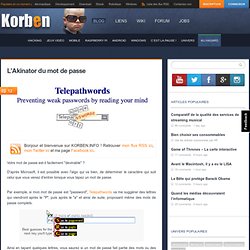 L'Akinator du mot de passe « Korben Korben