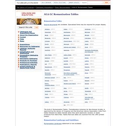 ALA-LC Romanization Tables