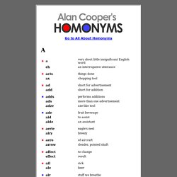Alan Cooper's Homonym List