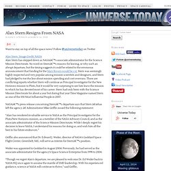 Alan Stern Resigns From NASA