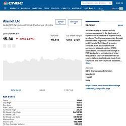 Alankit Ltd - Stock Price, Quote and News - CNBC