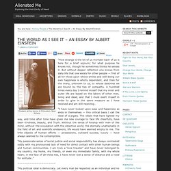 The World As I See It – An Essay By Albert Einstein