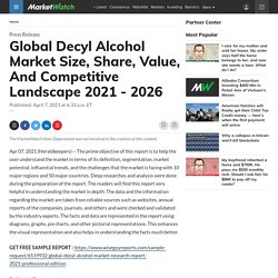 May 2021 Report on Global Decyl Alcohol Market Overview, Size, Share and Trends 2021-2026