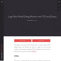 Login Box Modal Dialog Window with CSS and jQuery