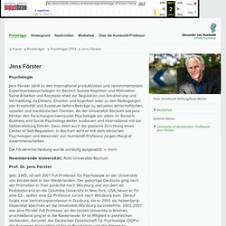 Alexander von Humboldt-Professur - Jens Förster