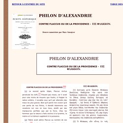 Philon d'Alexandrie : CONTRE FLACCUS ou DE LA PROVIDENCE -  ΕΙΣ ΦΛΑΚΚΟΝ.
