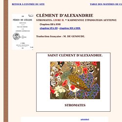 Clément d'Alexandrie :Stromates (livre II - bilingue)
