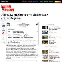 Alfred Kahn's brave 1977 bid for clear corporate prose