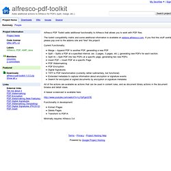 alfresco-pdf-toolkit - Adds additional actions to Alfresco for PDFs (split, merge, etc.)