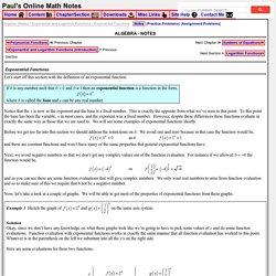 Algebra - Exponential Functions