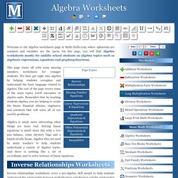 Algebra Worksheets