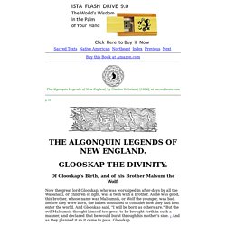 The Algonquin Legends of New England: Glooskap The Divinity: Of Glooskap's Birth, and of his Brother Malsum the Wolf