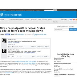 News Feed algorithm tweak: Status updates from pages moving down