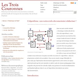 L’algorithme : une notion info-documentaire à didactiser ?