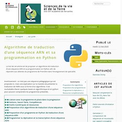 Algorithme de traduction d'une séquence ARN et sa programmation en Python