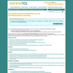 Les algorithmes du programme 2019 de mathématiques de Seconde