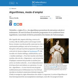 Algorithmes, mode d’emploi