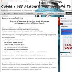 des algorithmes jusqu'à Thymio: Les programmes officiels 2016