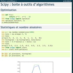 Scipy : boite à outils d’algorithmes — Python scientifique
