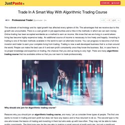 Trade In A Smart Way With Algorithmic Trading Course