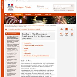 Le codage et l’algorithmique pour l’enseignement de la physique-chimie (2019-2020) - Physique-Chimie - Éduscol