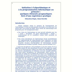 Initiation à l'algorithmique et à la programmation informatique au primair