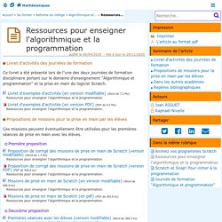 Ressources pour enseigner l'algorithmique et la programmation- Mathématiques