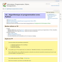1A : Algorithmique et programmation avec Python