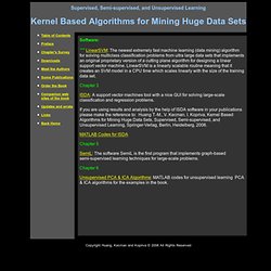 Kernel Based Algorithms for Mining Huge Data Sets: Supervised, Semi-supervised, and Unsupervised Learning