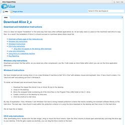 Alice Support/Help / Download Alice 2_x