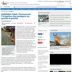 BURKINA FASO: Promouvoir l’irrigation des potagers au goutte-à-goutte