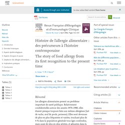 Histoire de l'allergie alimentaire : des précurseurs à l'histoire contemporaine