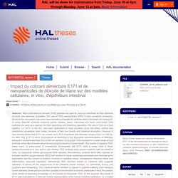 Impact du colorant alimentaire E171 et de nanoparticules de dioxyde de titane sur des modèles cellulaires, in vitro, d'épithélium intestinal