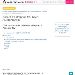 Accord d’entreprise MC CAIN ALIMENTAIRE (T06218001407)