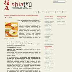 Principes alimentaires de base selon la diététique chinoise