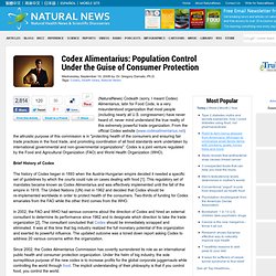 Codex Alimentarius: Population Control Under the Guise of Consumer Protection - NaturalNews.com