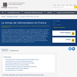 Le temps de l’alimentation en France - Insee Première - 1417