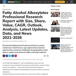 Fatty Alcohol Alkoxylates Professional Research Report with Size, Share, Value, CAGR, Outlook, Analysis, Latest Updates, Data, and News 2021-2026