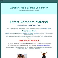 Latest Shared Abraham-Hicks Material