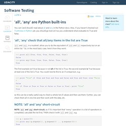 'all', 'any' are Python built-ins - Udacity