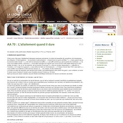 AA 70 : L'allaitement quand il dure